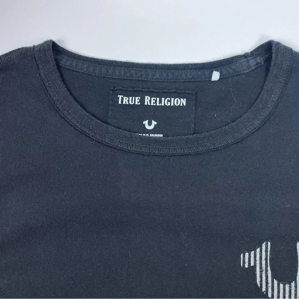 True Religion Men's Long Sleeve Skeleton Graphic Black Tee Size L; Streetwear